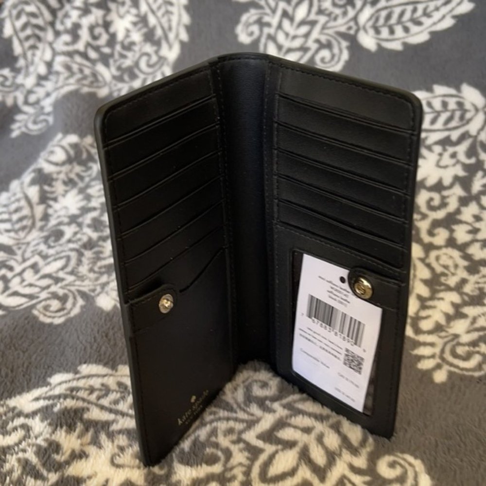 Kate Spade Staci Large Slim Bifold Wallet Black - Picture 11 of 16